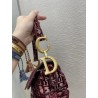 Dior Saddle Bag In Burgundy Dior Oblique Embroidered Velvet 172