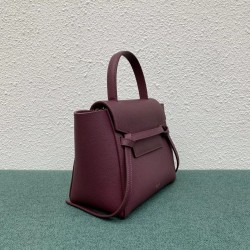 Celine Belt Nano Bag In Bordeaux Grained Calfskin 722