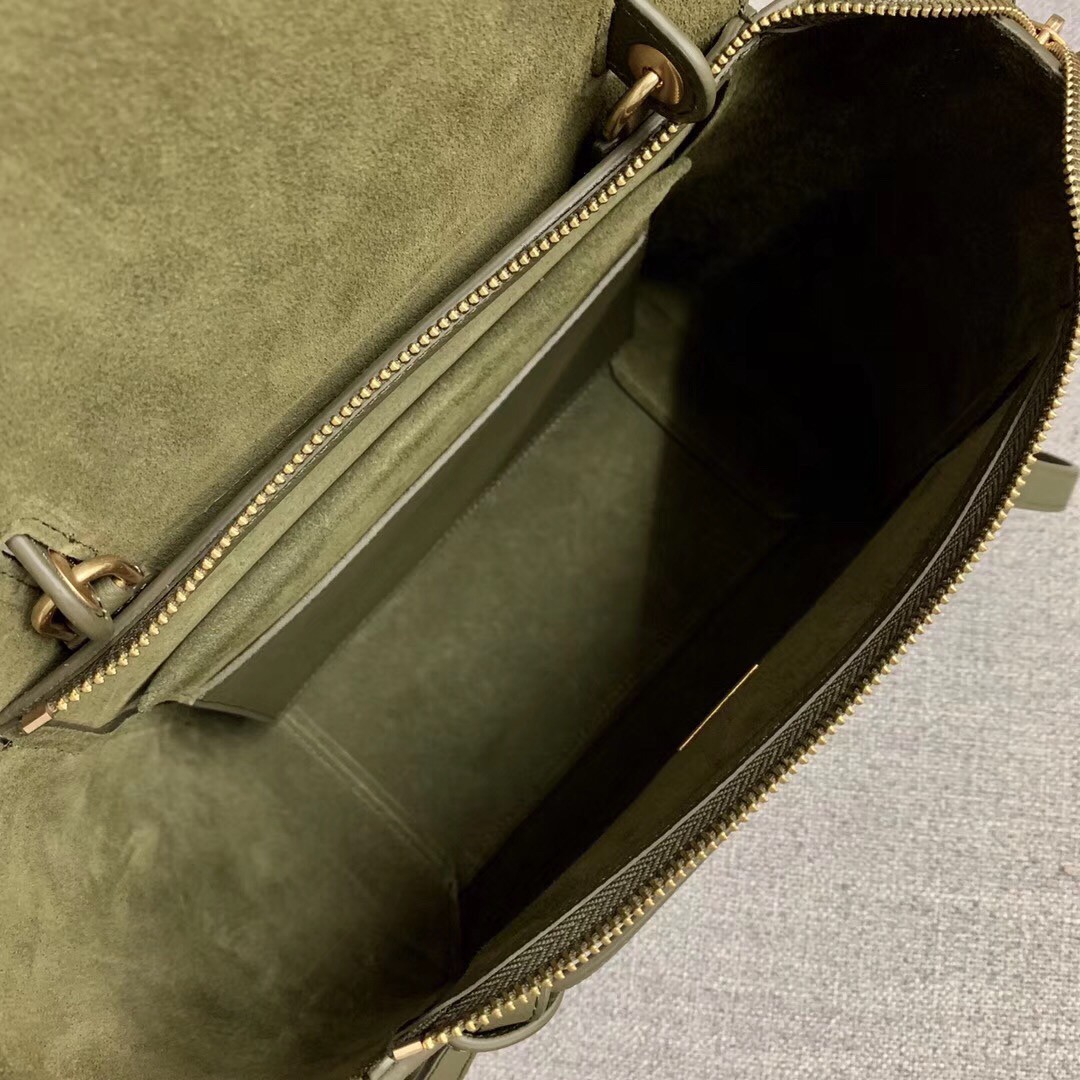 Celine Micro Belt Bag In Army Green Grained Calfskin 602