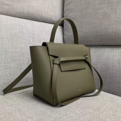 Celine Micro Belt Bag In Army Green Grained Calfskin 602