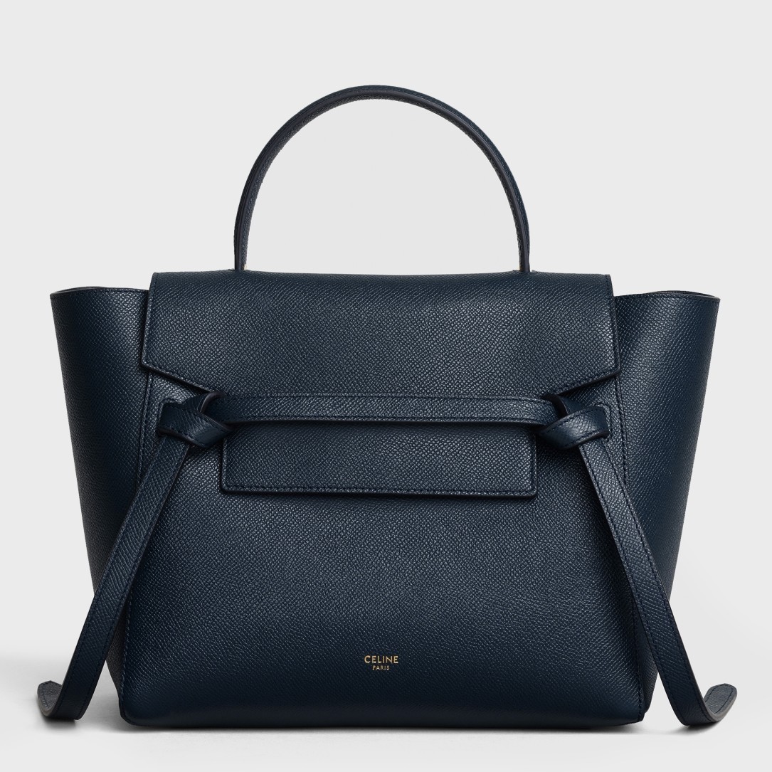 Celine Micro Belt Bag In Navy Blue Grained Calfskin 426