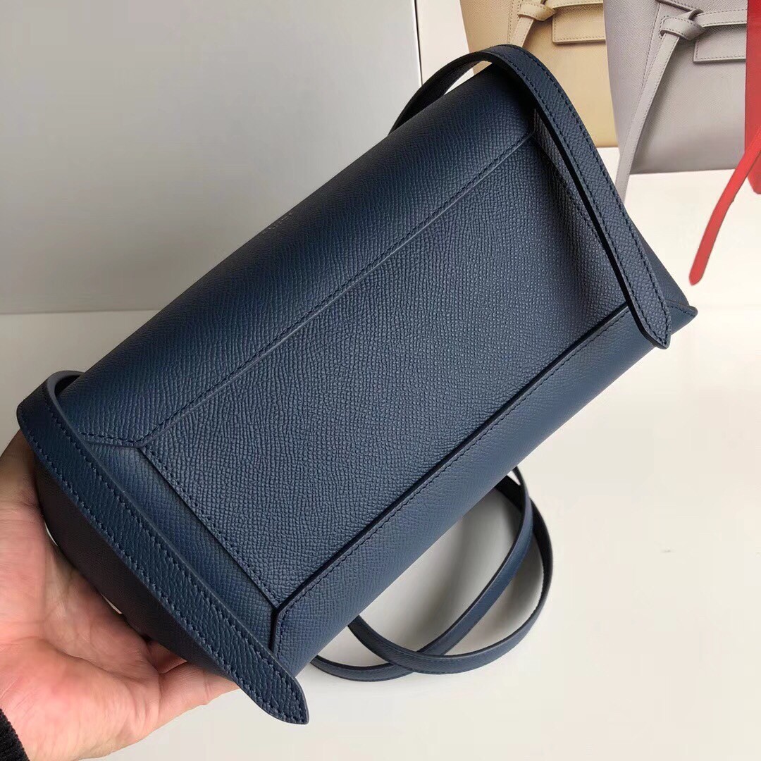 Celine Micro Belt Bag In Navy Blue Grained Calfskin 426
