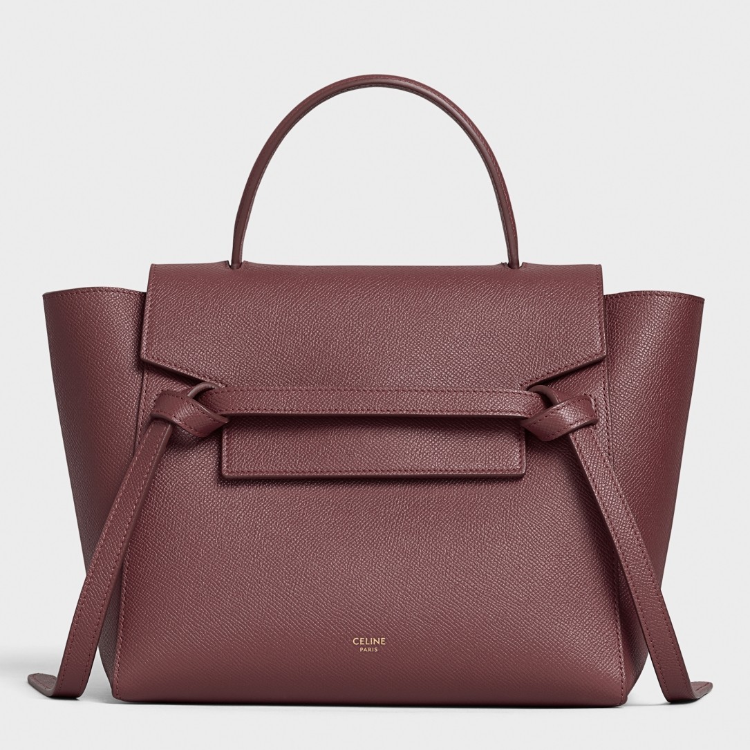 Celine Micro Belt Bag In Bordeaux Grained Calfskin 727