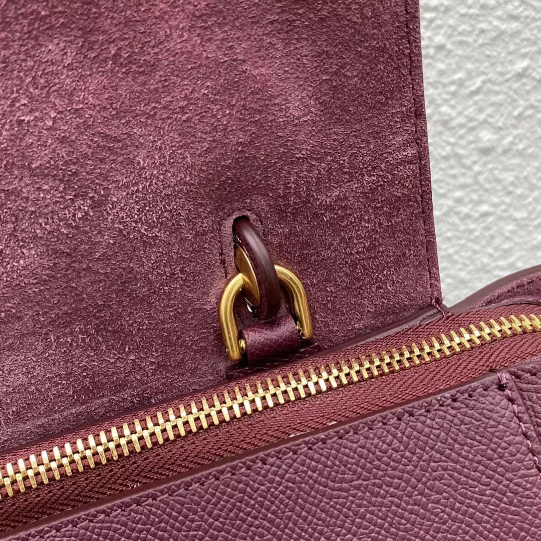 Celine Micro Belt Bag In Bordeaux Grained Calfskin 727