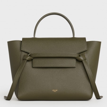 Celine Micro Belt Bag In Dark Olive Grained Calfskin 758