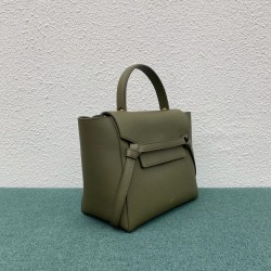 Celine Micro Belt Bag In Dark Olive Grained Calfskin 758