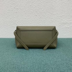 Celine Micro Belt Bag In Dark Olive Grained Calfskin 758