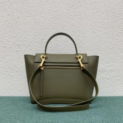 Celine Micro Belt Bag In Dark Olive Grained Calfskin 758