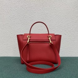 Celine Micro Belt Bag In Red Grained Calfskin 680