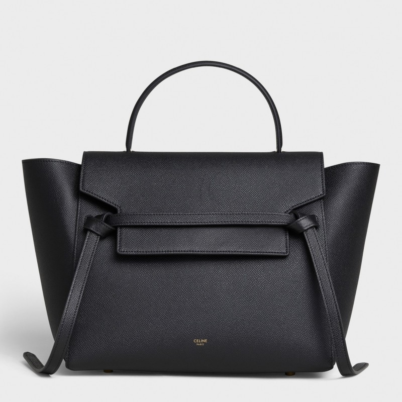 Celine Belt Mini Bag In Black Grained Calfskin 772