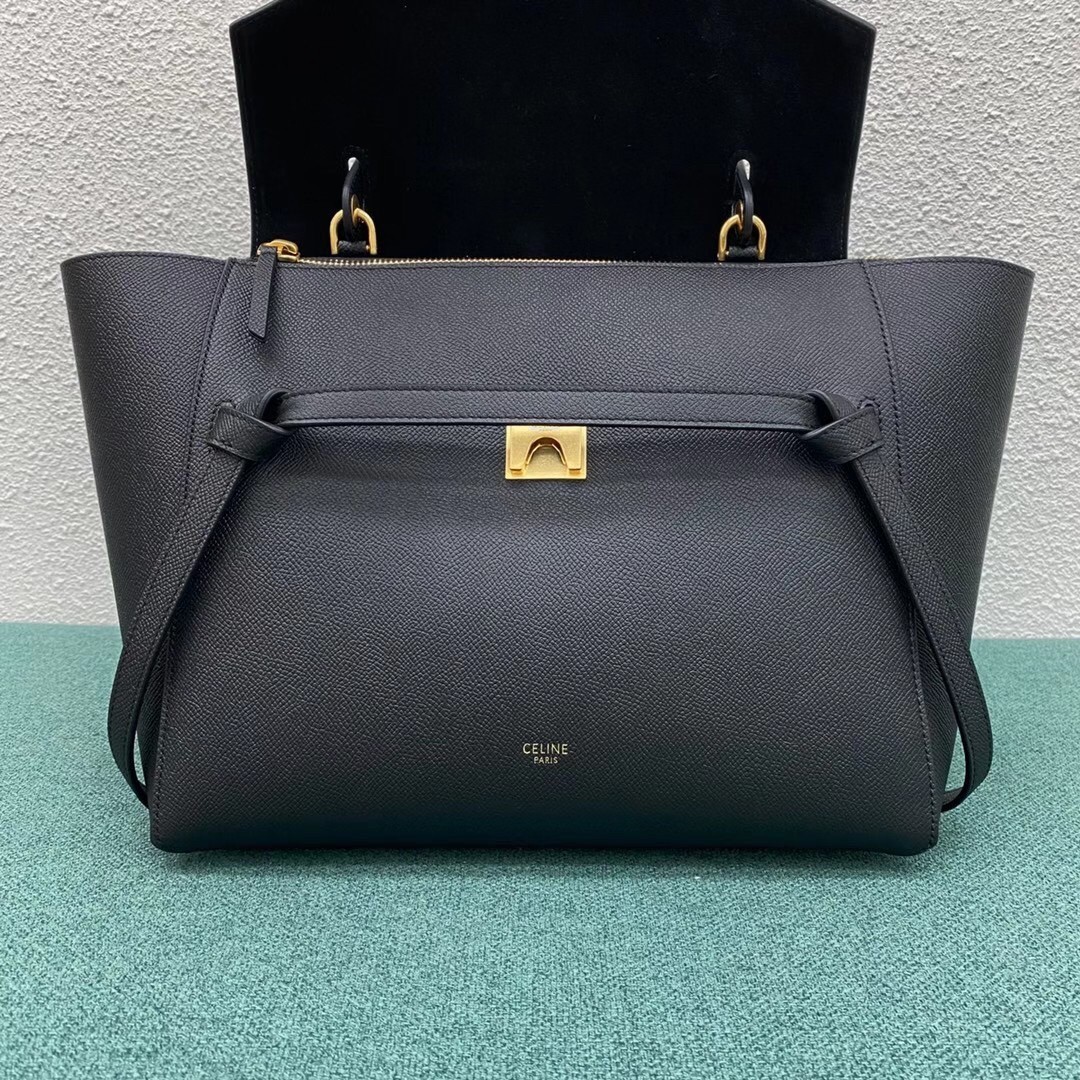 Celine Belt Mini Bag In Black Grained Calfskin 772