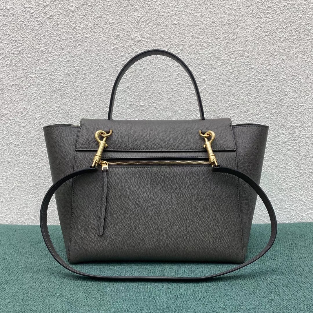 Celine Belt Mini Bag In Grey Grained Calfskin 801