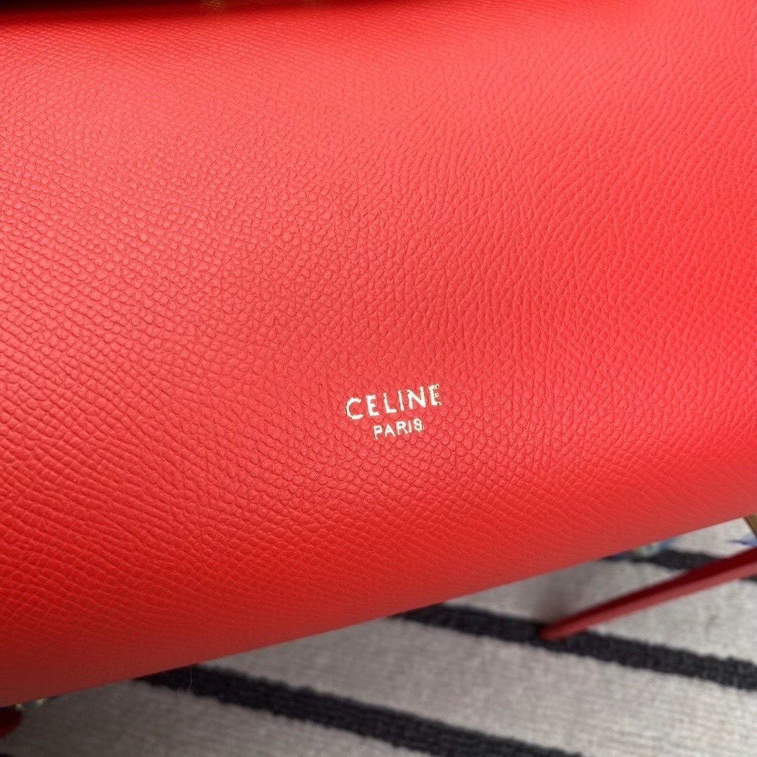 Celine Belt Mini Bag In Red Grained Calfskin 866