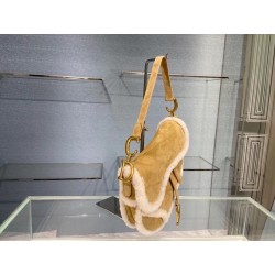 Dior Saddle Bag In Camel Shearling 660