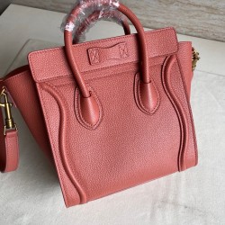 Celine Nano Luggage Tote Bag In Orange Drummed Calfskin 722