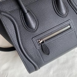 Celine Nano Luggage Tote Bag In Black Drummed Calfskin 943