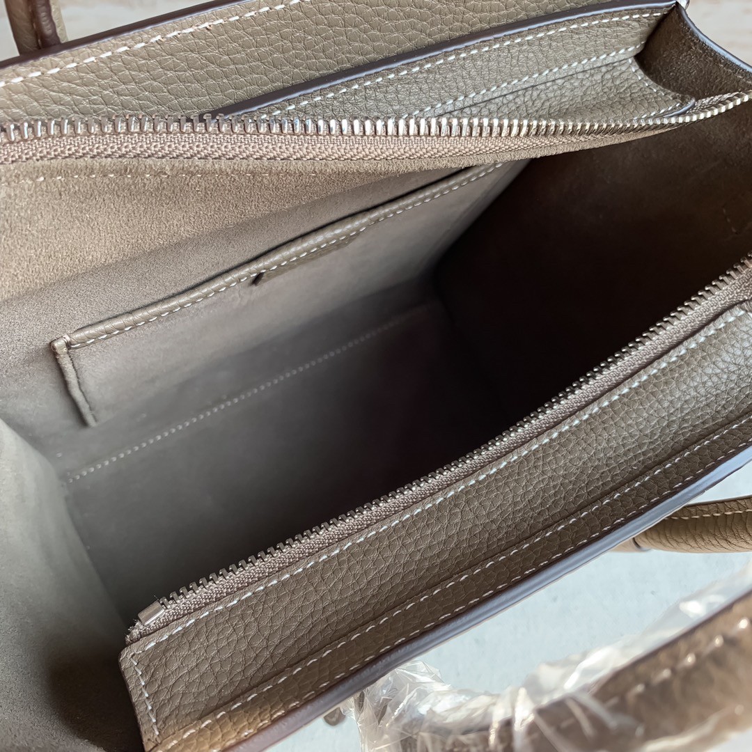 Celine Nano Luggage Tote Bag In Souris Drummed Calfskin 845