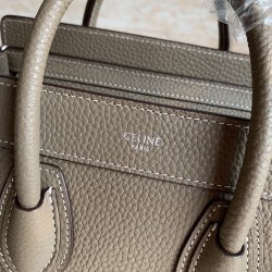 Celine Nano Luggage Tote Bag In Souris Drummed Calfskin 845