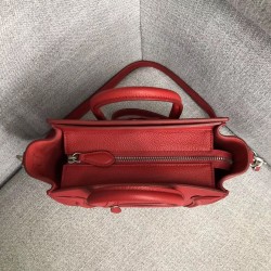 Celine Nano Luggage Tote Bag In Red Drummed Calfskin 891