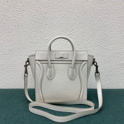 Celine Nano Luggage Tote Bag In White Drummed Calfskin 481