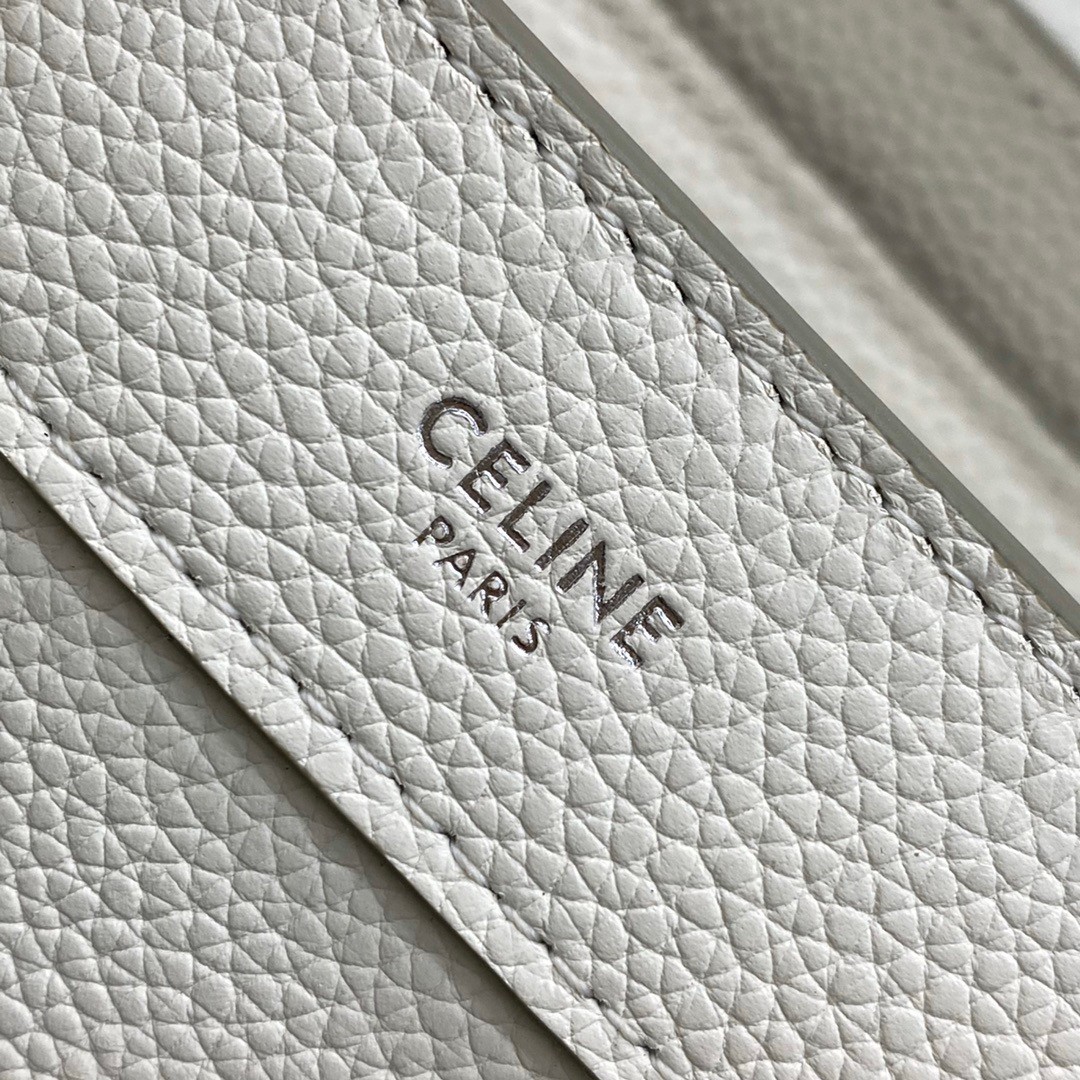 Celine Nano Luggage Tote Bag In White Drummed Calfskin 481