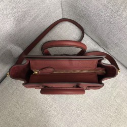 Celine Nano Luggage Tote Bag In Ruby Drummed Calfskin 405
