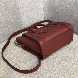 Celine Nano Luggage Tote Bag In Ruby Drummed Calfskin 405