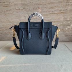 Celine Nano Luggage Tote Bag In Navy Blue Drummed Calfskin 542