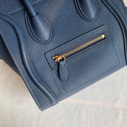 Celine Nano Luggage Tote Bag In Navy Blue Drummed Calfskin 542