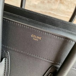 Celine Micro Luggage Tote Bag In Black Smooth Calfskin 863