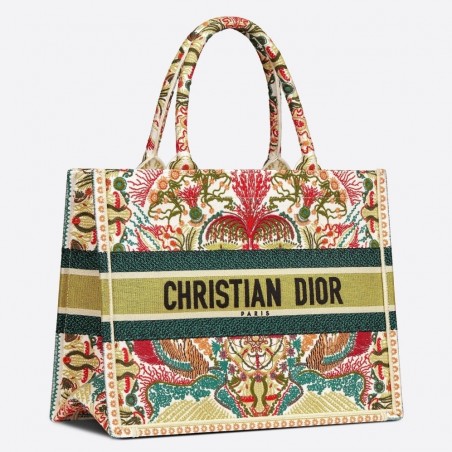 Dior Small Book Tote In Heart Lights Dior Embroidery 918