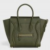 Celine Micro Luggage Tote Bag In Khaki Green Drummed Calfskin 408