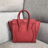 Celine Micro Luggage Tote Bag In Red Drummed Calfskin 430