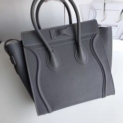 Celine Micro Luggage Tote Bag In Kohl Drummed Calfskin 305