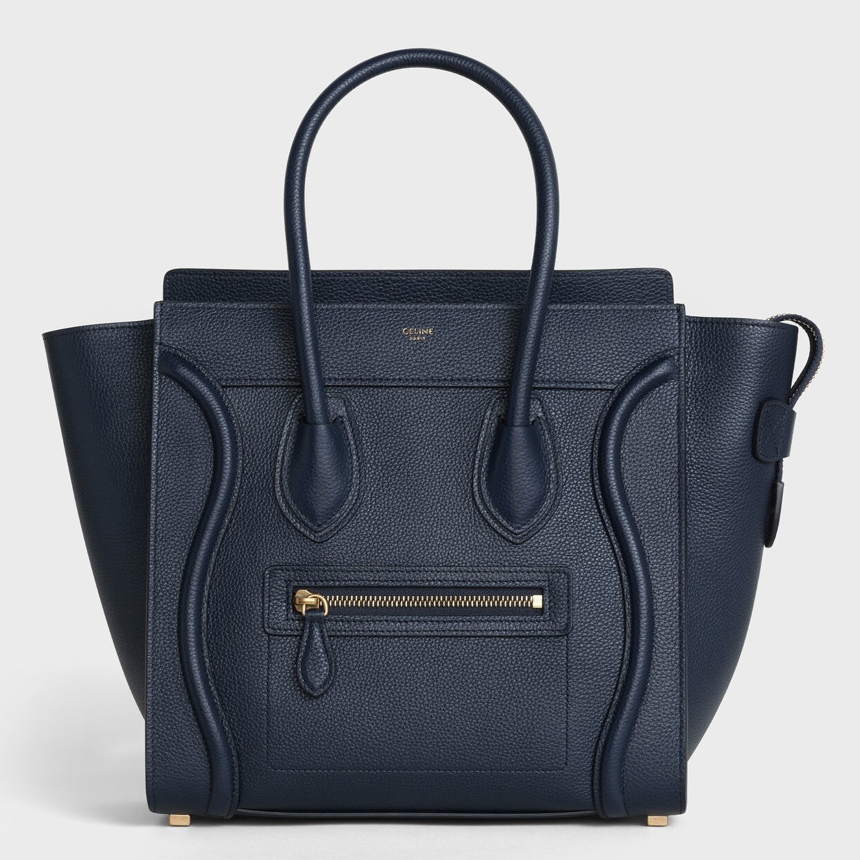 Celine Micro Luggage Tote Bag In Navy Blue Drummed Calfskin 676