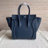 Celine Micro Luggage Tote Bag In Navy Blue Drummed Calfskin 676