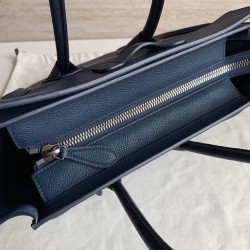 Celine Micro Luggage Tote Bag In Navy Blue Drummed Calfskin 676
