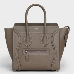 Celine Micro Luggage Tote Bag In Souris Drummed Calfskin 700