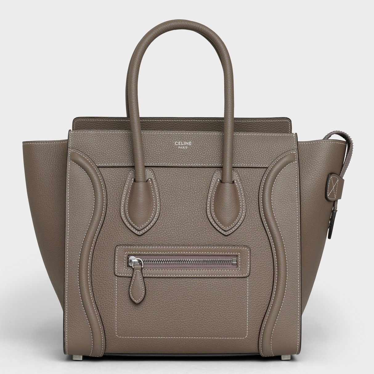 Celine Micro Luggage Tote Bag In Souris Drummed Calfskin 700