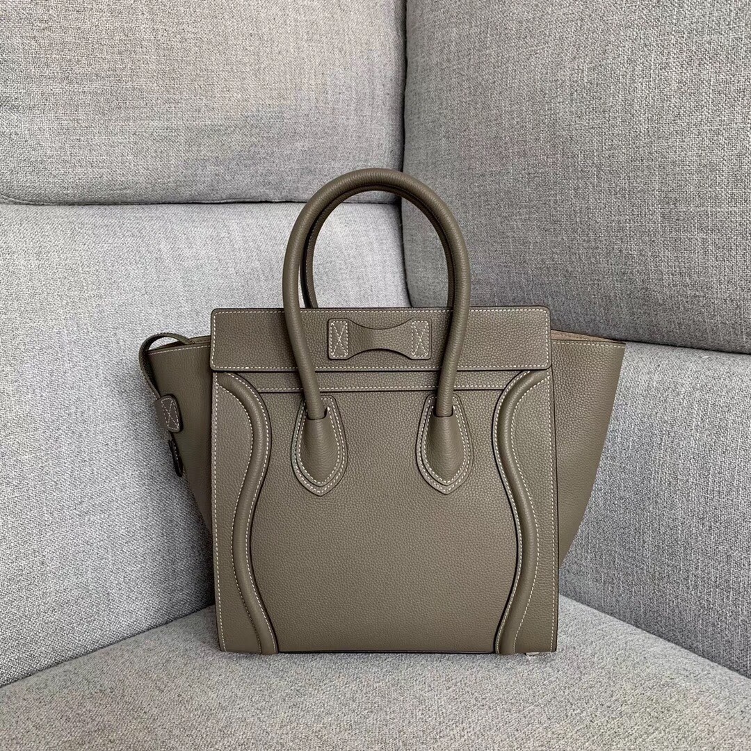 Celine Micro Luggage Tote Bag In Souris Drummed Calfskin 700