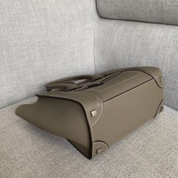 Celine Micro Luggage Tote Bag In Souris Drummed Calfskin 700