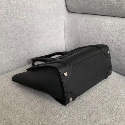 Celine Micro Luggage Tote Bag In Black Drummed Calfskin 730