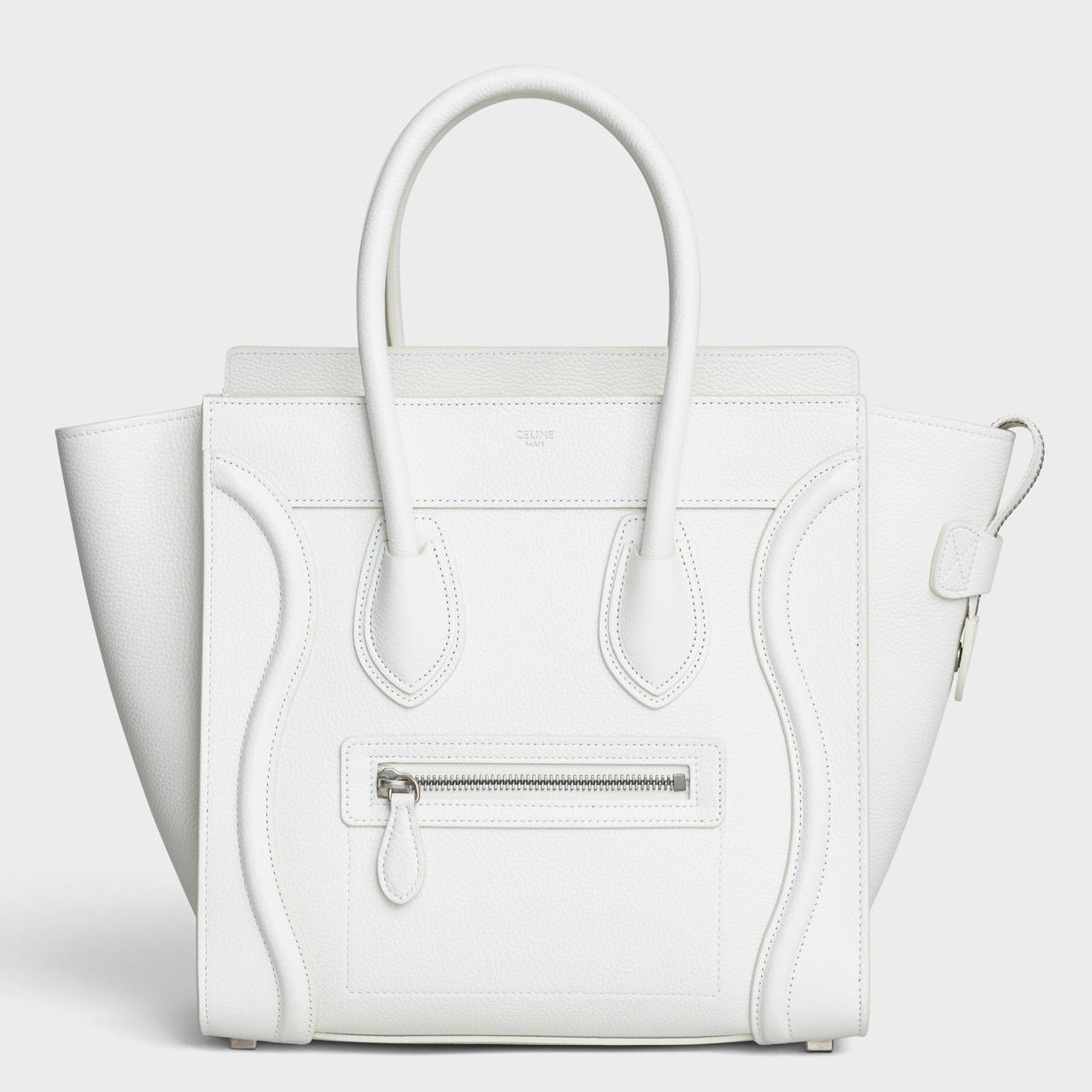 Celine Micro Luggage Tote Bag In White Drummed Calfskin 760