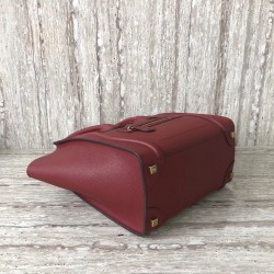 Celine Micro Luggage Tote Bag In Dark Red Drummed Calfskin 312