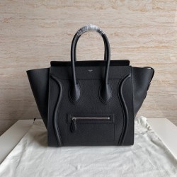 Celine Mini Luggage Tote Bag In Black Drummed Calfskin 024