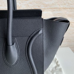 Celine Mini Luggage Tote Bag In Black Drummed Calfskin 024