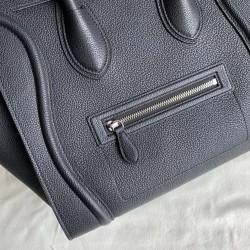 Celine Mini Luggage Tote Bag In Black Drummed Calfskin 024