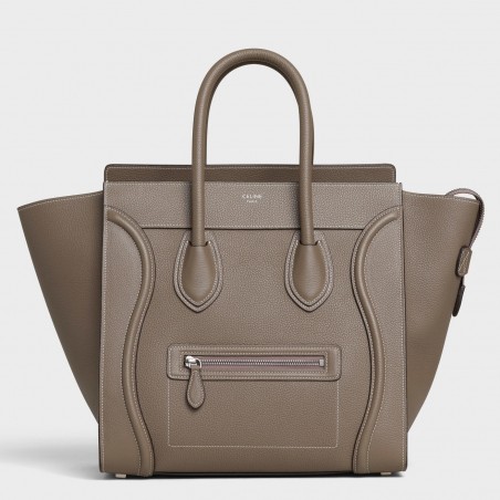 Celine Mini Luggage Tote Bag In Souris Drummed Calfskin 064