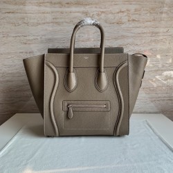 Celine Mini Luggage Tote Bag In Souris Drummed Calfskin 064