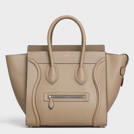 Celine Mini Luggage Tote Bag In Dune Drummed Calfskin 185